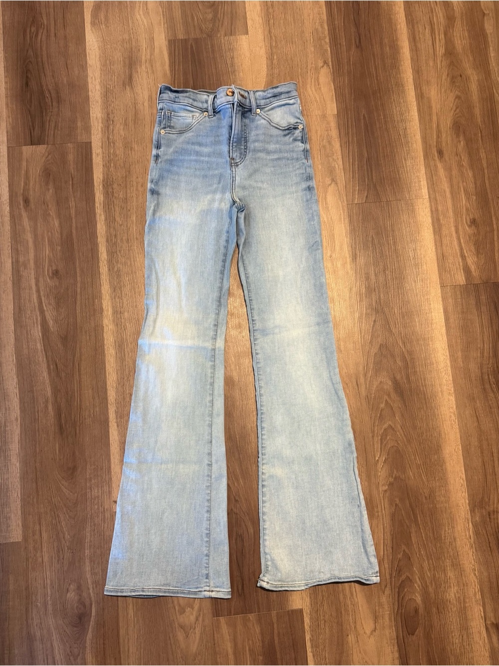 Express Light Blue High-Rise Flare Jeans